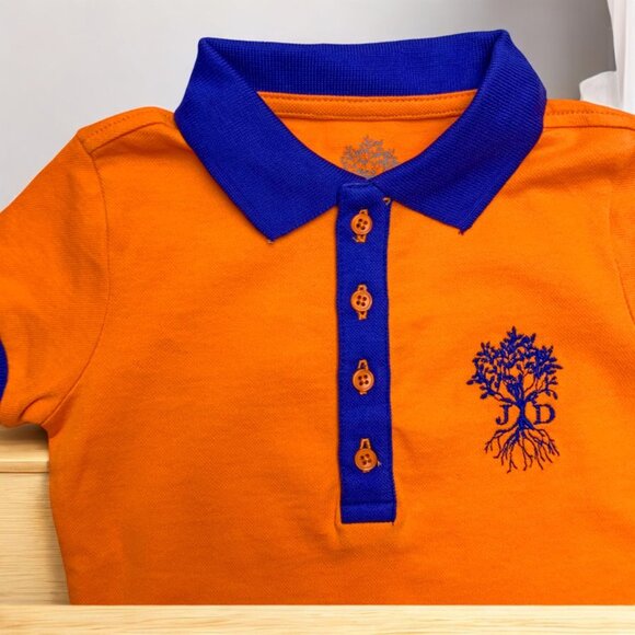 JD Just Dads Orange‎ with Blue Cotton Ruffle Polo Dress - Picture 3 of 7